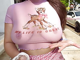 Public Trek upon no bra