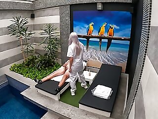 I call the room service girl..