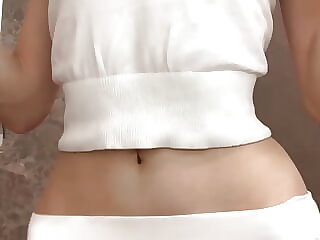 skinny girl in shorts belly..