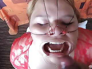 Cum overhead Face in Bondage..