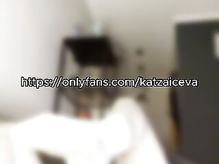 Blone petite plays with..